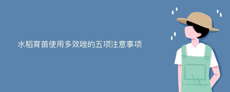 水稻育苗使用多效唑的五项注意事项