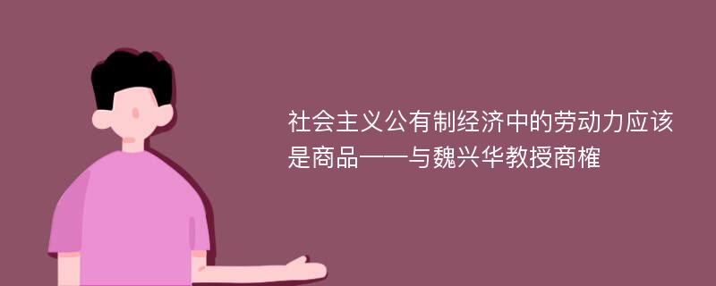 社会主义公有制经济中的劳动力应该是商品——与魏兴华教授商榷