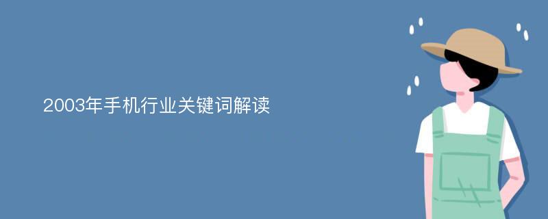 2003年手机行业关键词解读