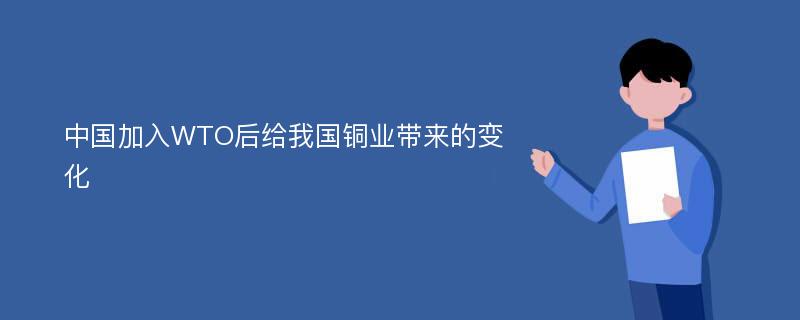 中国加入WTO后给我国铜业带来的变化