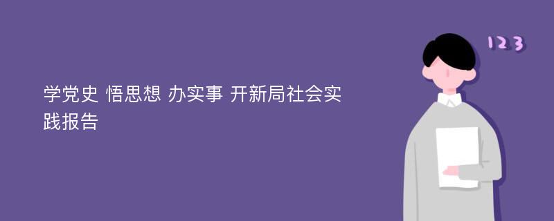 学党史 悟思想 办实事 开新局社会实践报告