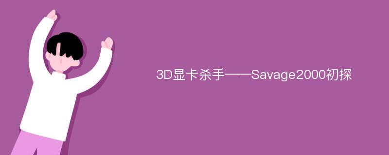 3D显卡杀手——Savage2000初探