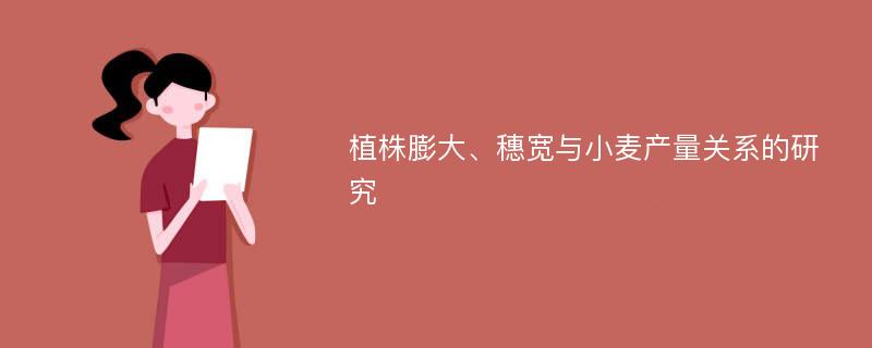 植株膨大、穗宽与小麦产量关系的研究