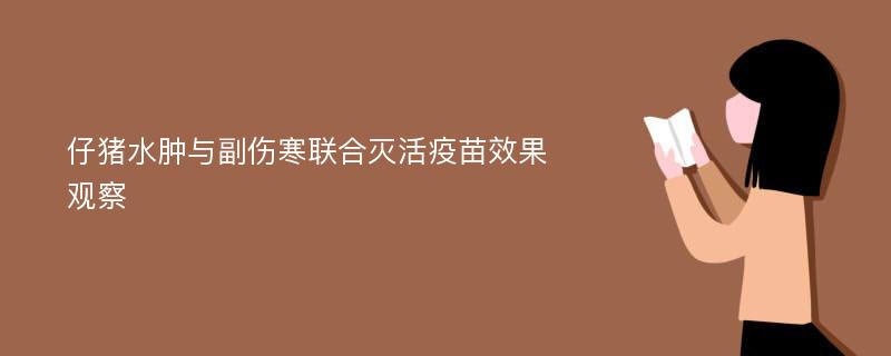 仔猪水肿与副伤寒联合灭活疫苗效果观察